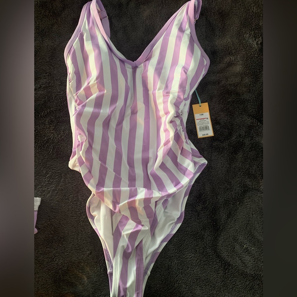 NWT Kona Sol One Piece Swimsuit 14W Purple
